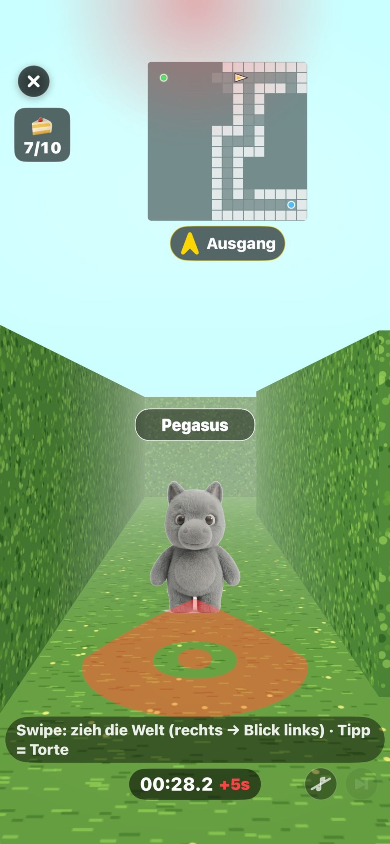 Pegasus-Spielfigur im Labyrinth